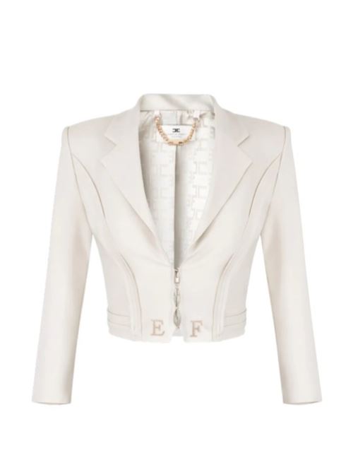 Jacket in double stretch crêpe with raw cut motifs ELISABETTA FRANCHI | GI22261E2.360